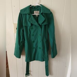 FOG London Fog Green Double-Breasted Trench Coat Size S